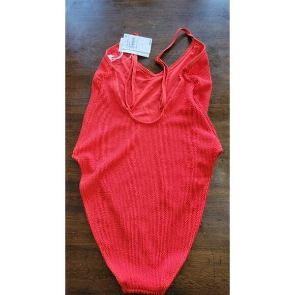 NWT Good American XS/S Always Fits Sculpt 1PC Swimsuit Bright Poppy Red 126632 - Picture 2 of 3